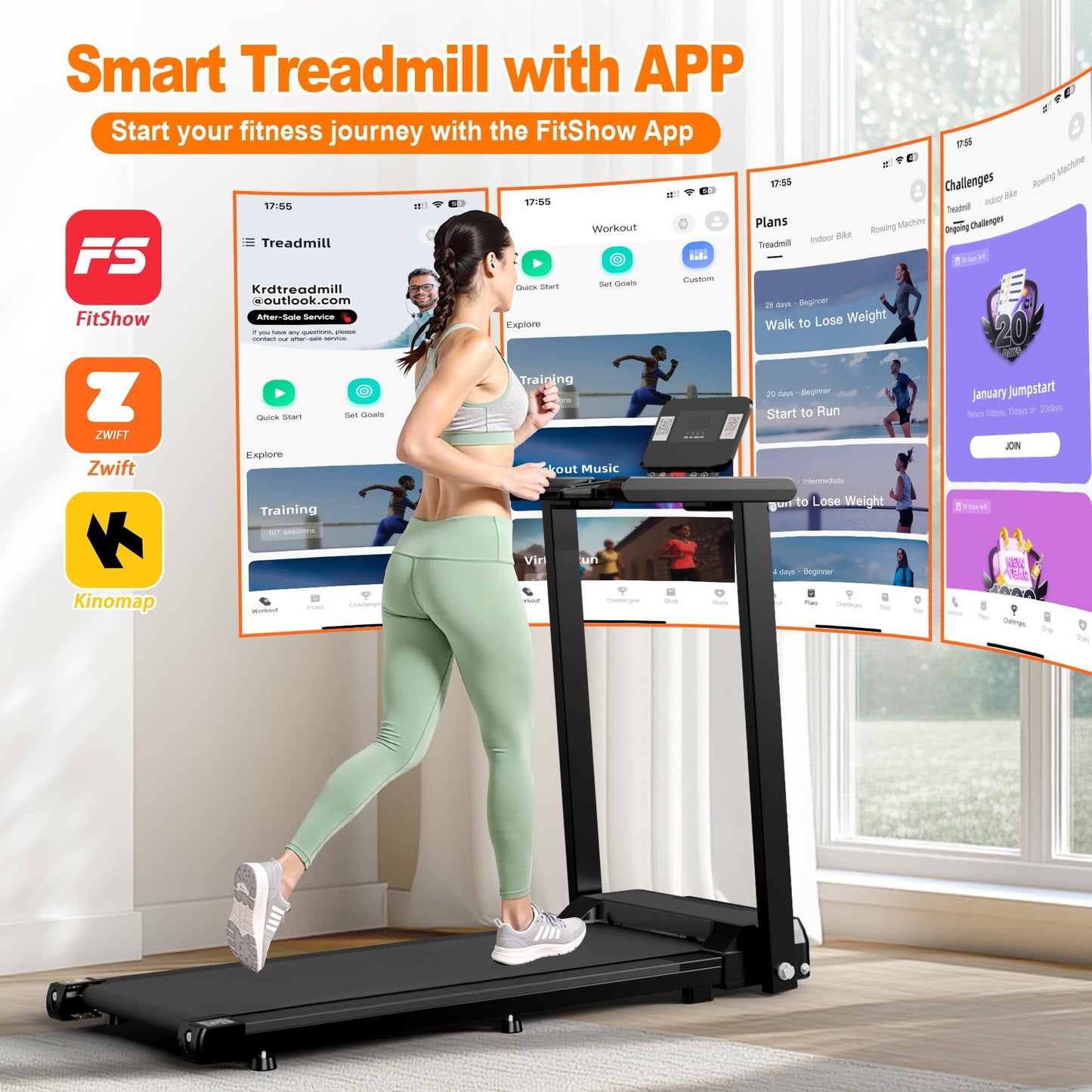 Quiet Folding 2.5 HP Treadmill With LED Display, Cup Holder And Safety Key
