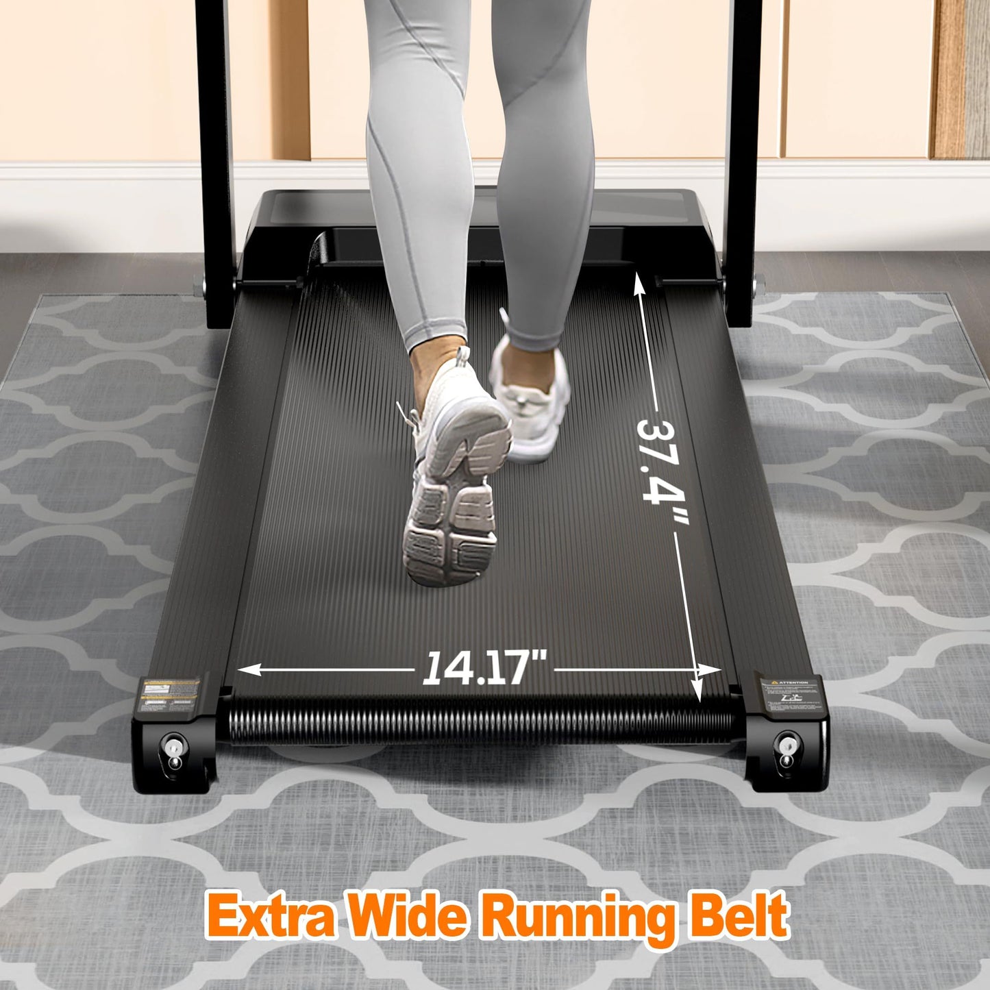 Quiet Folding 2.5 HP Treadmill With LED Display, Cup Holder And Safety Key